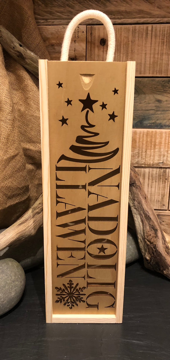 Nadolig Llawen Wine Bottle Box