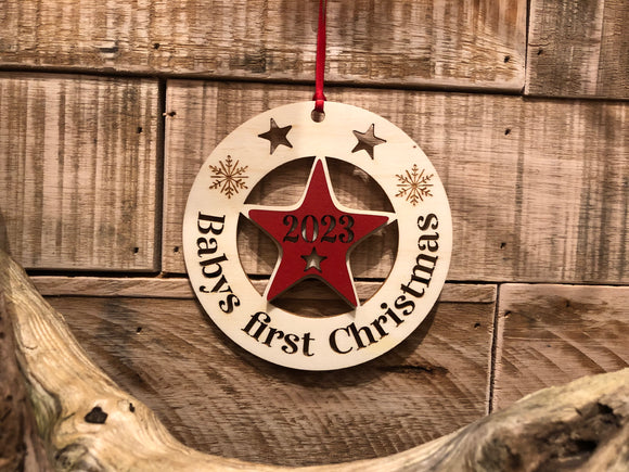 Baby's First Christmas Wooden Bauble