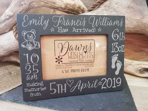 Personalised Slate New Baby Frame