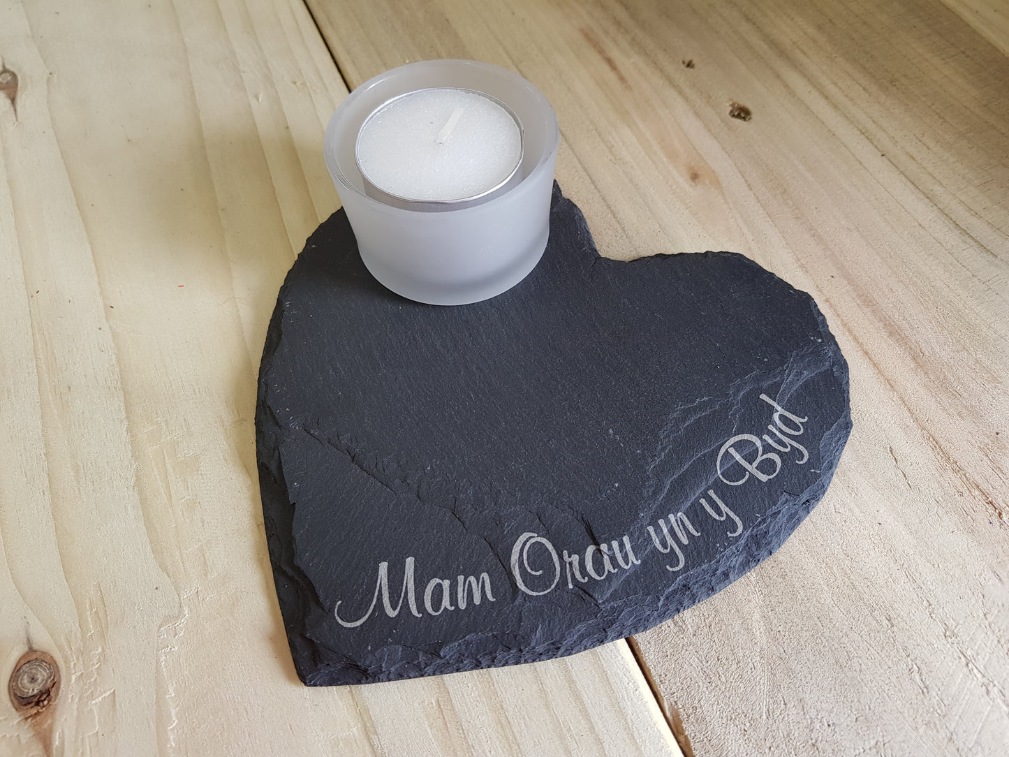 Slate heart tealight