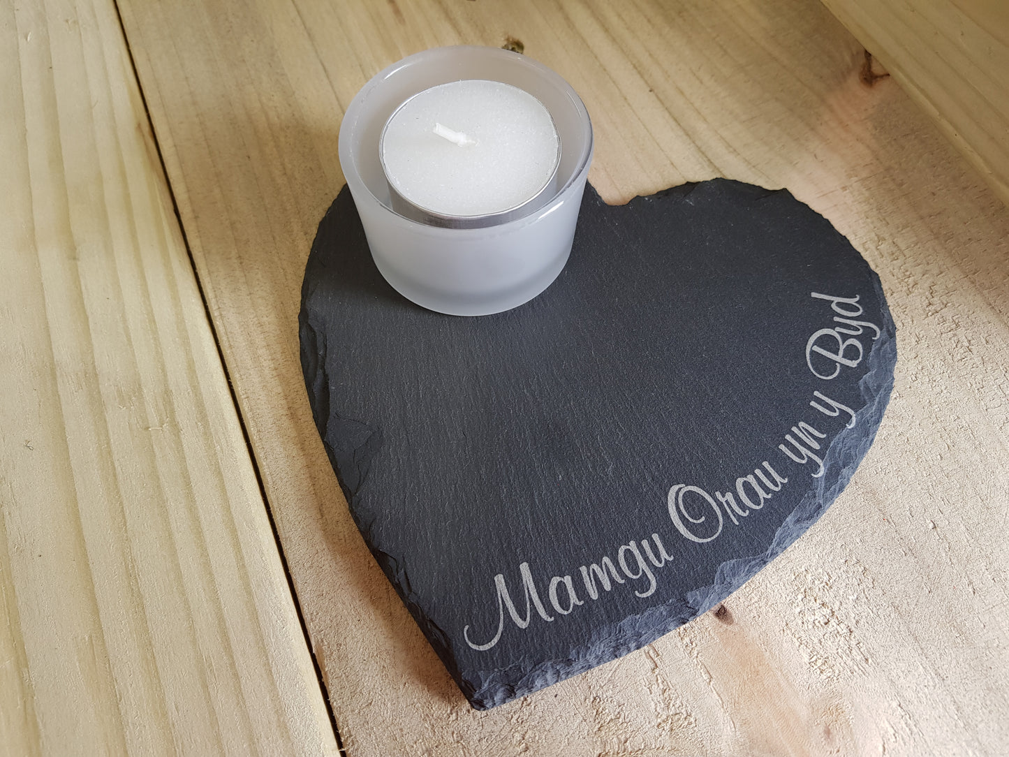 Slate heart tealight