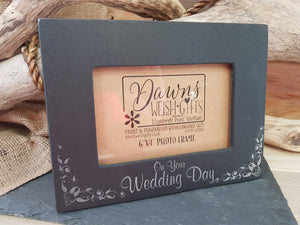 Slate Frame 'On Your Wedding Day'