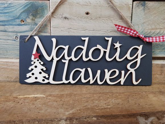 Nadolig Llawen Slate Sign