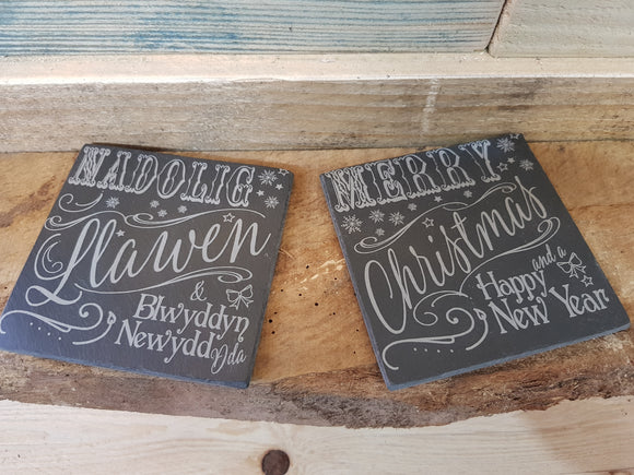 Merry Christmas Slate Coasters