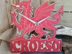 Croeso Wooden Dragon Clock