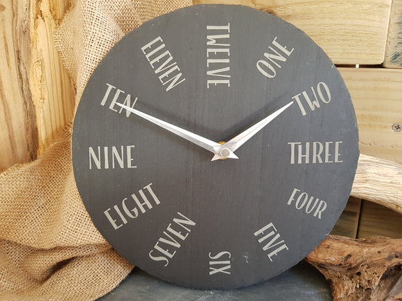 English Numbers Slate Clock