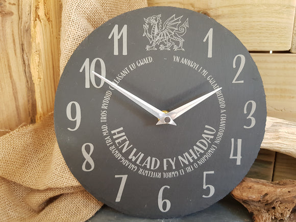 Hen Wlad Fy Nhadau Slate Clock