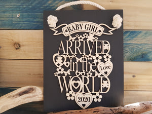 Baby Girl Slate & Wood Plaque