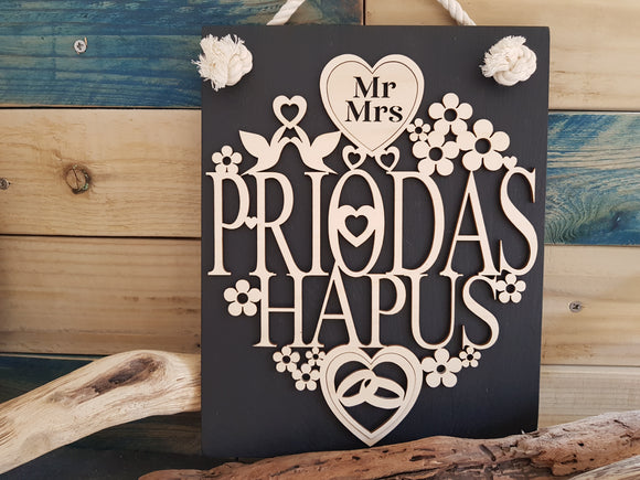 Priodas Slate & Wood Plaque