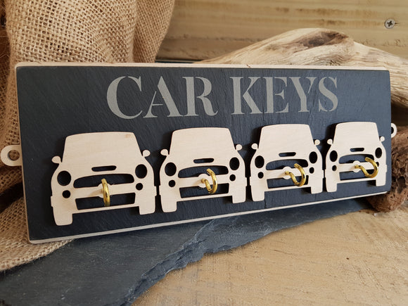 Car Slate & Wood Key Hook