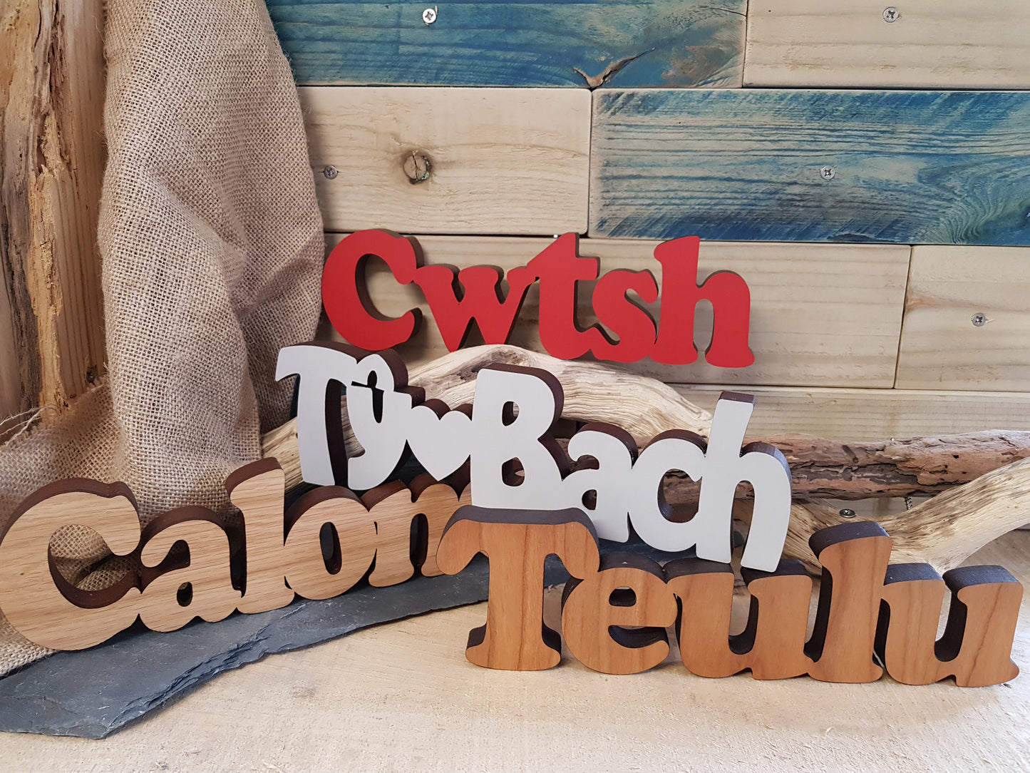 Diolch Thanks Wood Block Word