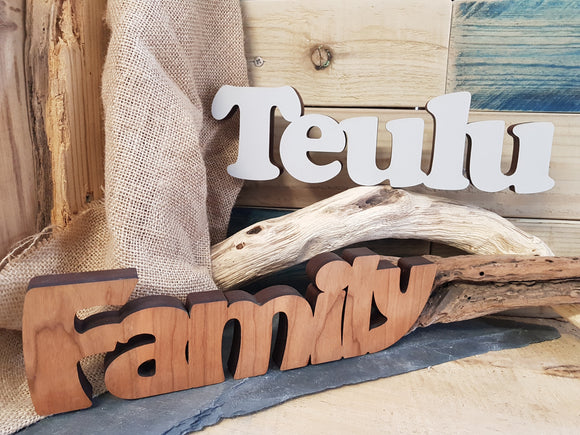 Teulu Family Wood Block Word