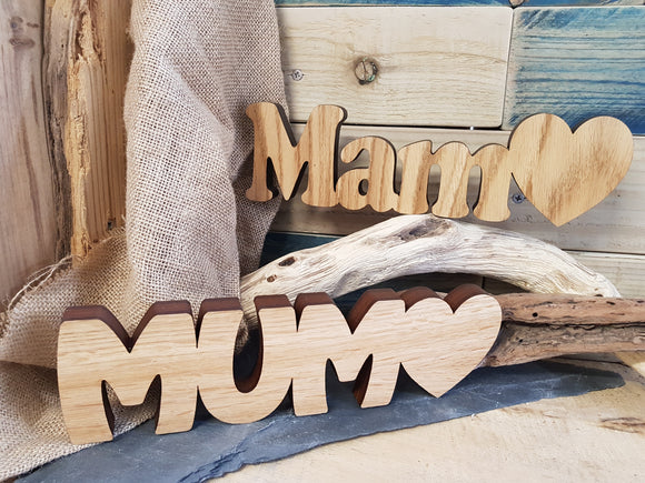 Mam Mum Wood Block Word