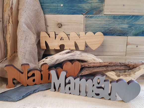 Mamgu Nain Nan Wood Block Word