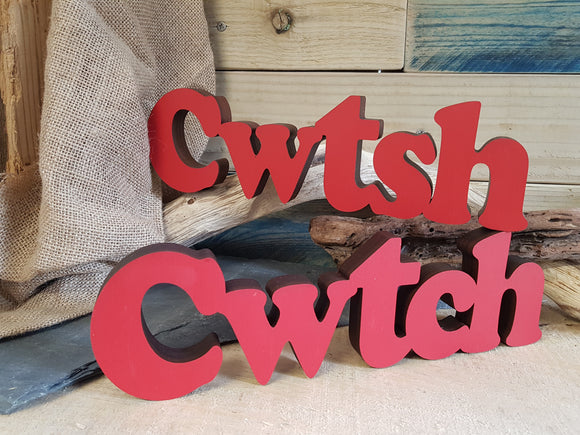 Cwtsh Cwtch Wood Block Word