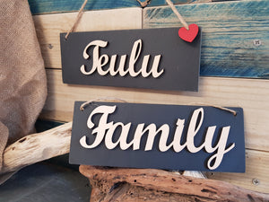 Teulu Family Slate Plaque