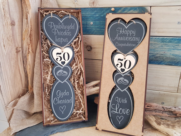 Anniversary Penblwydd Priodas Slate Lovespoon