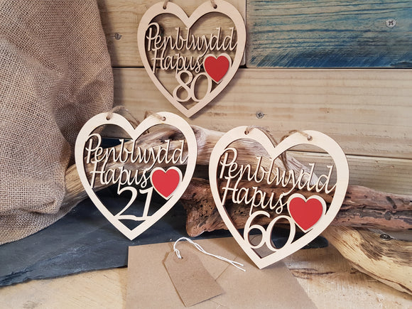 Birthday Fretwork Wood Heart