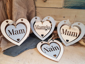 Personalised Double Wood Heart