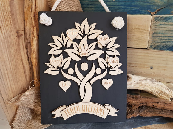 Slate & wood Family Tree (Personalised)