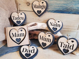 Personalised Slate & Oak Double heart