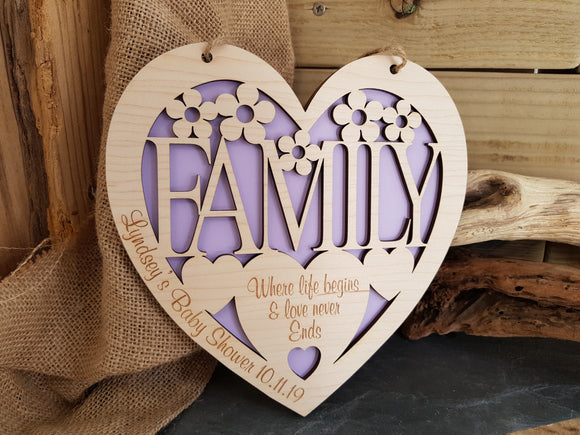 Personalised Teulu Family Fretwork Heart