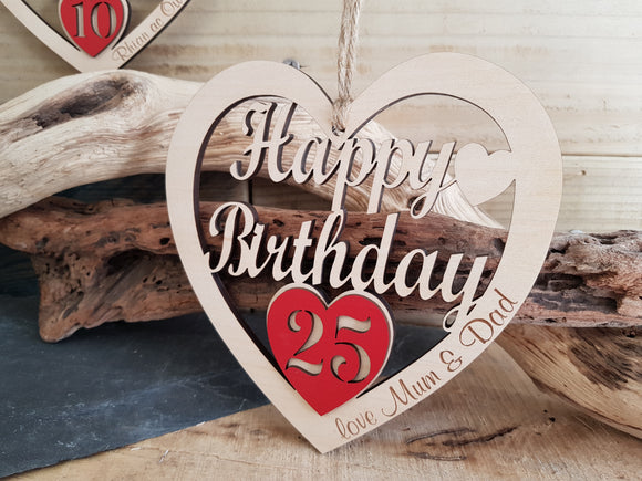 Personalised Birthday Fretwork Wood Heart