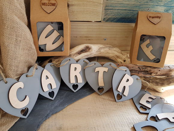 Grey Heart Bunting