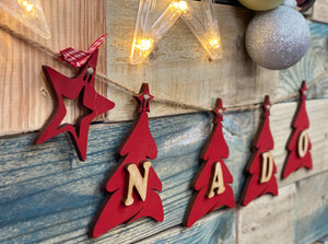 Wooden Christmas Tree Bunting