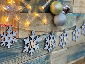Wooden Snowflake Bunting