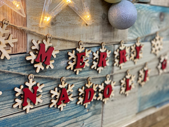 Mini Wooden Snowflake Bunting