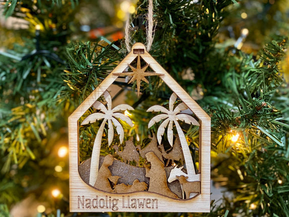 Nativity Scene 3D Wooden Bauble