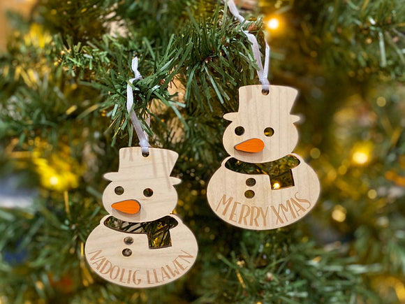 Snowman Wooden Bauble