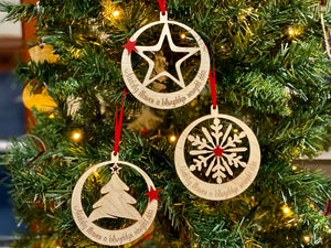 Circular Nadolig LLawen Wooden Bauble