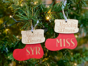 Teacher Stocking Wooden Bauble