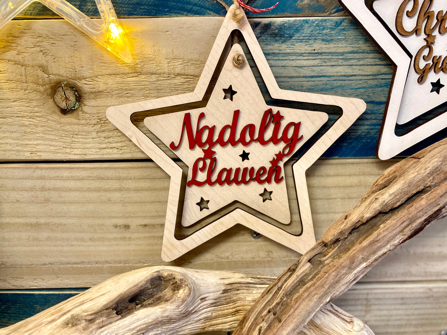 Double Star Wooden Bauble