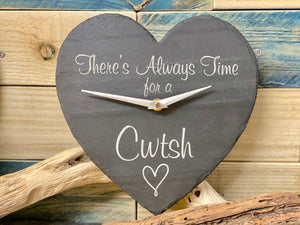 Slate Heart Clock Time for a Cwtsh Design