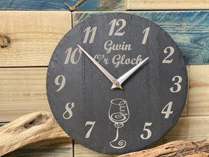 Slate Clock Gwin O'r Gloch Design