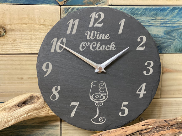 Slate Clock Wine O'Clock Design