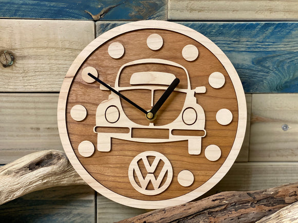 Personalised VW Beetle Wood Clock