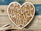 Mamgu Orau Heart Wood Clock