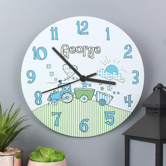 Personalised Patchwork Train Clock