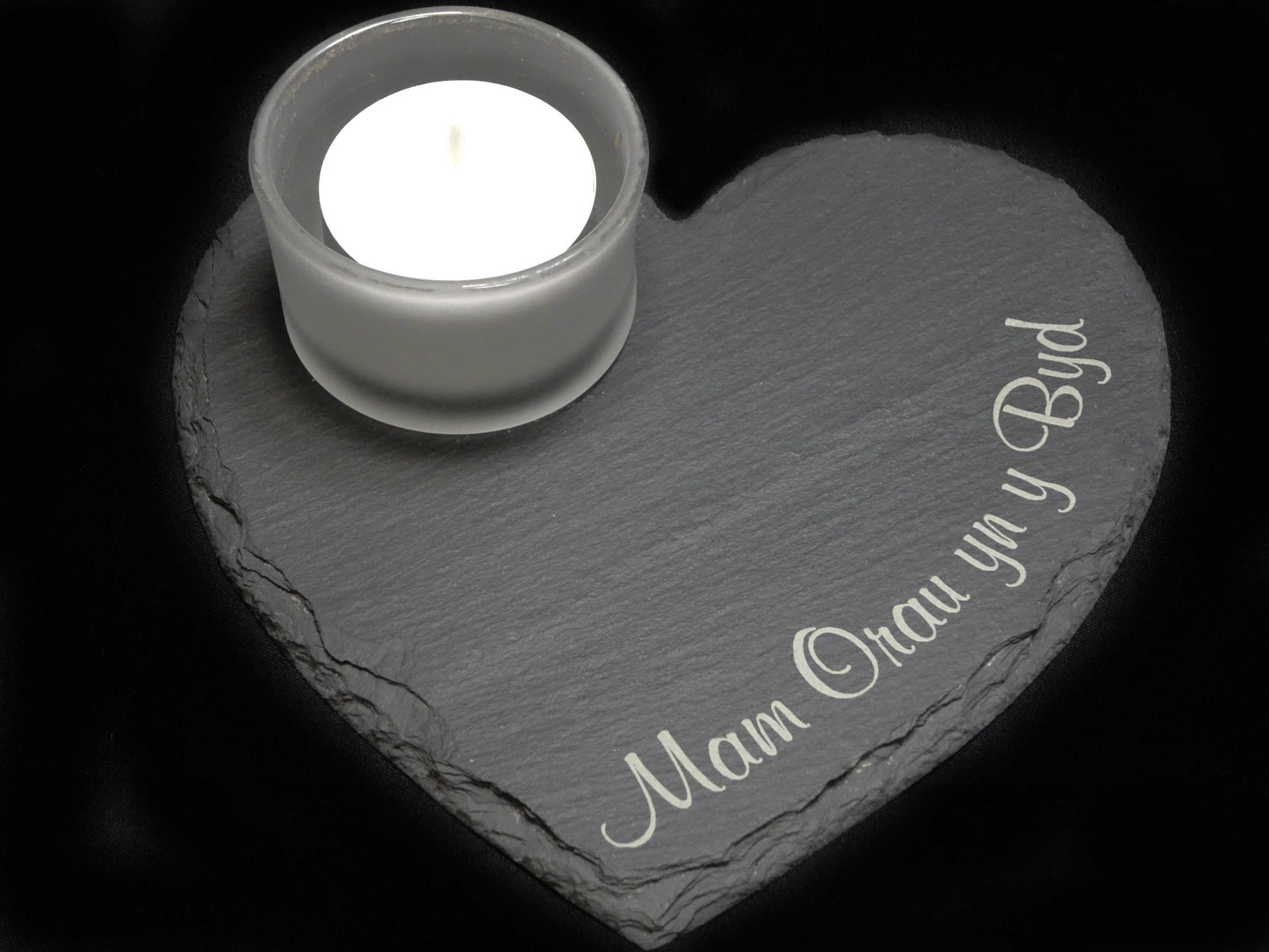Slate heart tealight